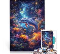 teenager Jigsaw Puzzles 1000 Pieces Dolphin in Space Family Activity 38x52cm is ideal as gifts for the whole family for and Age 14
