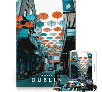 Teenager Jigsaw Puzzles 1000 Pieces Dublin Road City Neat Joint Decor Mental Skill Game Rest Time Game Xmas Art Display (38x26cm)