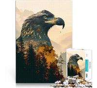 teenager Jigsaw Puzzles 1000 Pieces Eagle Double Exposure Herausfordernd Schwierig einzigartiges Herausforderungsspiel52x38cm