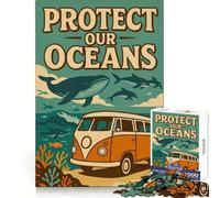 Teenager Jigsaw Puzzles 1000 Pieces Earth Day, Protect Our Oceans Neat Joint Decor Mental Skill Game Rest Time Game Xmas Art Display (38x52cm)