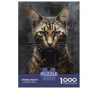 Teenager Jigsaw Puzzles 1000 Pieces Egyptian Mau Cat Respected Adult Jigsaw Puzzle Hands-on Game Enhance Memory Great Gift for Gaming 52x38cm/1000pcs