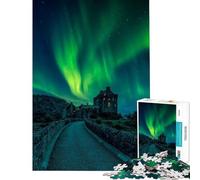 Teenager Jigsaw Puzzles 1000 Pieces Eilean Donan Castle Aurora Fun Activities at Home Home Decoration Practical Game for Ages 14 And over (38x52cm)