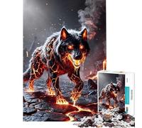 Teenager Jigsaw Puzzles 1000 Pieces Elemental Lava Wolf Help The Brain Exercise Home Art Decor Relax Games Suitable for People Aged 14 And Above (50x75cm)