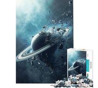 Teenager Jigsaw Puzzles 1000 Pieces Exploding Saturn - Cosmic Destruction in Deep Space Fun Activities at Home Home Decoration Practical Game for Ages 14 And over (38x52cm)