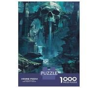Teenager Jigsaw Puzzles 1000 Pieces Fantasy Skull Waterfall Scene Puzzles for Adults Fun Games Difficult Challenge Birthday Present, Gifts, 38x26cm/1000pcs