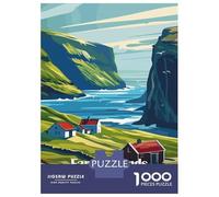 Teenager Jigsaw Puzzles 1000 Pieces Faroe Islands National Park Denmark Puzzle for Adults Toy Wall Decor Hand Speed Race Educational Challenge 70x50cm/1000pcs