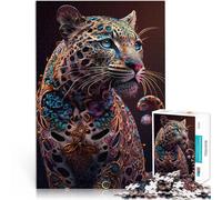 teenager Jigsaw Puzzles 1000 Pieces Fierce Leopard in Color Challenging Game for is ideal as a gift for the whole family 26x38cm