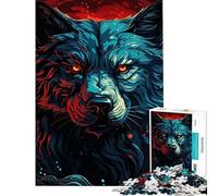Teenager Jigsaw Puzzles 1000 Pieces Fierce Wolf Face Portrait Help The Brain Exercise Home Art Decor Relax Games Suitable for People Aged 14 And Above (38x52cm)