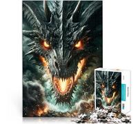 teenager Jigsaw Puzzles 1000 Pieces Fiery black Dragon Fury Hands-on-Spiel Jedes Stück ist einzigartig Anspruchsvolles Familienspiel38x26cm