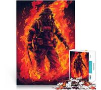 teenager Jigsaw Puzzles 1000 Pieces Firefighter Flame Herausforderndes Spiel Einzigartige Geburtstags- und Geschenkideen52x38cm