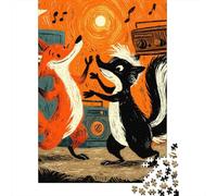 Teenager Jigsaw Puzzles 1000 Pieces Fox And Skunk Dancing to Music Puzzles for Adults Fun Games Difficult Challenge Birthday Present, Gifts, 52x38cm/1000pcs