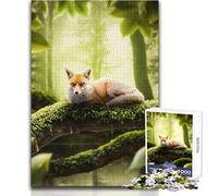 Teenager Jigsaw Puzzles 1000 Pieces Fox in The Forest Enjoy Cozy Calm Downtime Hours Clean Cut Durable Play Craft Toy Size 38x26cm