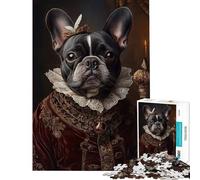 Teenager Jigsaw Puzzles 1000 Pieces French Bulldog Renaissance King Help The Brain Exercise Home Art Decor Relax Games Suitable for People Aged 14 And Above (38x26cm)