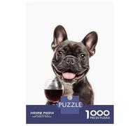 Teenager Jigsaw Puzzles 1000 Pieces French Bulldog with Wine Glass Jigsaw for Adults Toy Wall Decor Perfect Decoration Gifts for Friends And Family 38x26cm/1000pcs