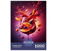 Teenager Jigsaw Puzzles 1000 Pieces Fruit Splash Wine Glass Art Print Puzzles for Adults Fun Games Difficult Challenge Birthday Present, Gifts, 38x26cm/1000pcs