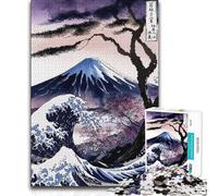 Teenager Jigsaw Puzzles 1000 Pieces Fuji Mount Hokusai Wave Pattern Assembly Family Game for 14+ Puzzle Game Offered (size 38x26cm)