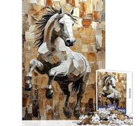 Teenager Jigsaw Puzzles 1000 Pieces Galloping Horse in Dynamic Impasto Art Hands-on Game A Work of Art Educational Toy Christmas Birthday Gifts (50X75cm)