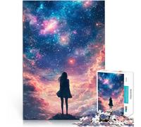 teenager Jigsaw Puzzles 1000 Pieces Girl Gazing at Stars Pädagogisches Familienspiel Wunschliste mit dem Weihnachtsmann52x38cm