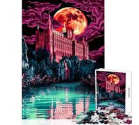 Teenager Jigsaw Puzzles 1000 Pieces Gothic Castle Under Blood Moon Brain Teaser Game Precision Cutting DIY Toys Christmas Birthday Gifts (50X75cm)
