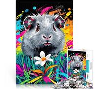 teenager Jigsaw Puzzles 1000 Pieces Guinea Pig in Flowers Lernspiele Heimdekoration Geschenke für Freunde und Familie38x26cm