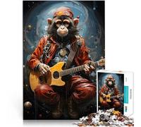 teenager Jigsaw Puzzles 1000 Pieces Guitarist Guitar Monkey DIY-Spielzeug mit vollständig ineinander greifenden, zufällig geformten Teilen38x26cm