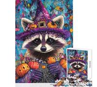 Teenager Jigsaw Puzzles 1000 Pieces Halloween Raccoon Magic- Hands-on Game A Work of Art Educational Toy Christmas Birthday Gifts (50X75cm)