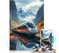 teenager Jigsaw Puzzles 1000 Pieces High-Speed Train Through Mountains Mustermontage Geschenke für Freunde und Familie75x50cm