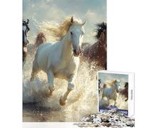 Teenager Jigsaw Puzzles 1000 Pieces Horses Galloping Through Water Jigsaw 1000 Piece Educational Games Art Work Gifts Presents for Women (50x75cm)