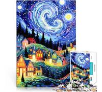 teenager Jigsaw Puzzles 1000 Pieces House under the stars at night Familienaktivität Lernspiel für Geburtstag, Weihnachten52x38cm