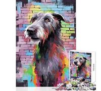 Teenager Jigsaw Puzzles 1000 Pieces Irish Wolfhound Graffiti DIY Toys Great Gift for Games Relaxing Games Challenging To Complete Size 38x26cm
