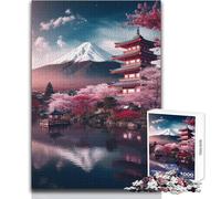Teenager Jigsaw Puzzles 1000 Pieces Japan Fuji Cherry Tree Enjoy Cozy Calm Downtime Hours Clean Cut Durable Play Craft Toy Size 50x75cm