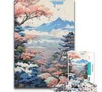 Teenager Jigsaw Puzzles 1000 Pieces Japanese Landscape with Cherry Blossoms Beautiful Design Game Perfect Decoration Gifts Ideas (38x52cm)