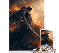 Teenager Jigsaw Puzzles 1000 Pieces Knight in Flames Jigsaw 1000 Piece Educational Games Art Work Gifts Presents for Women (38x52cm)
