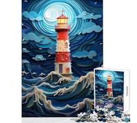 Teenager Jigsaw Puzzles 1000 Pieces Lighthouse in The Storm Educational Toy Gift Birthday Relax Games Interesting Stress Reduction Size 50x75cm