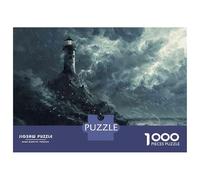 Teenager Jigsaw Puzzles 1000 Pieces Lighthouse Stormy Night Ocean Waves Jigsaw for Adults Toy Wall Decor Perfect Decoration Gifts for Friends And Family 70x50cm/1000pcs