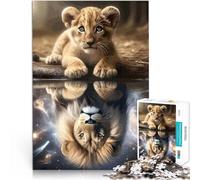 teenager Jigsaw Puzzles 1000 Pieces Lion Cub Reflection Intellektuelles Spiel Heimdekoration Spielzeug75x50cm