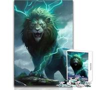 Teenager Jigsaw Puzzles 1000 Pieces Lion in Thunder Enjoy Cozy Calm Downtime Hours Clean Cut Durable Play Craft Toy Size 38x52cm