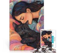 teenager Jigsaw Puzzles 1000 Pieces Little Nap with Cute Cat Brain Teaser 50x75cm Enhance love between couples for Age 14+