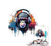 Teenager Jigsaw Puzzles 1000 Pieces Monkey Dj Music Educational Games Challenging Game Toys Secret Santa Gifts But Fun And Humorous (Size 38x26cm)