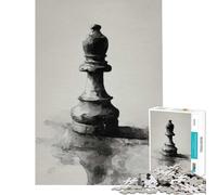 Teenager Jigsaw Puzzles 1000 Pieces Monochrome Chess Bishop Watercolor Painting Fun Activities at Home But Fun And Humorous Family Game for And from 14 Years And over (38x26cm)
