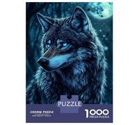 Teenager Jigsaw Puzzles 1000 Pieces Moonlit Wolf's Gaze -4 Puzzles for Adults Family Games Wall Decoration Educational Challenge 52x38cm/1000pcs