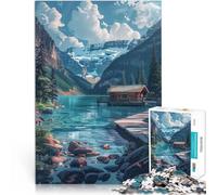 teenager Jigsaw Puzzles 1000 Pieces Mountain Cabin by the Lake Präzisionsschnitt Geschenke für Freunde und Familie52x38cm