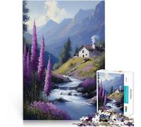 teenager Jigsaw Puzzles 1000 Pieces Mountain Lavendel Stream Mustermontage Wanddekoration Einzigartige Geburtstags- und Weihnachtsgeschenke75x50cm