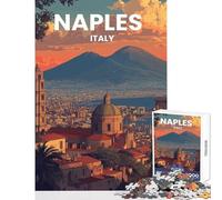 Teenager Jigsaw Puzzles 1000 Pieces Naples, Italy Cityscape with Mount Vesuvius Hands-on Game A Work of Art Educational Toy Christmas Birthday Gifts (38X52cm)