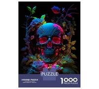 Teenager Jigsaw Puzzles 1000 Pieces Neon Skull Teenager Puzzles Relaxing Games Presents for Women Gifts for Friends And Family 70x50cm/1000pcs