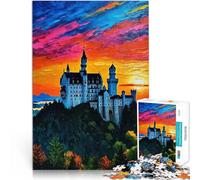 teenager Jigsaw Puzzles 1000 Pieces Neuschwanstein Castle Sunset Schwierig Schwer Geschenke für Freunde und Familie38x26cm
