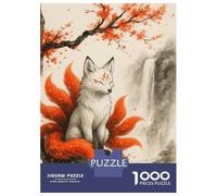 Teenager Jigsaw Puzzles 1000 Pieces Nine-tailed Fox by Waterfall Puzzles for Adults Family Games Wall Decoration Educational Challenge 70x50cm/1000pcs