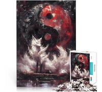 teenager Jigsaw Puzzles 1000 Pieces Nine-Tailed Fox Yin Yang Stressabbau Wanddekoration Einzigartige Geburtstags- und Weihnachtsgeschenke38x26cm