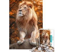 Teenager Jigsaw Puzzles 1000 Pieces Orange Lion Sunset Elegant Help The Brain Exercise Home Art Decor Relax Games Suitable for People Aged 14 And Above (50x75cm)