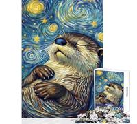 Teenager Jigsaw Puzzles 1000 Pieces Otter Dreams Under Stars Hands-on Game A Work of Art Educational Toy Christmas Birthday Gifts (38X26cm)